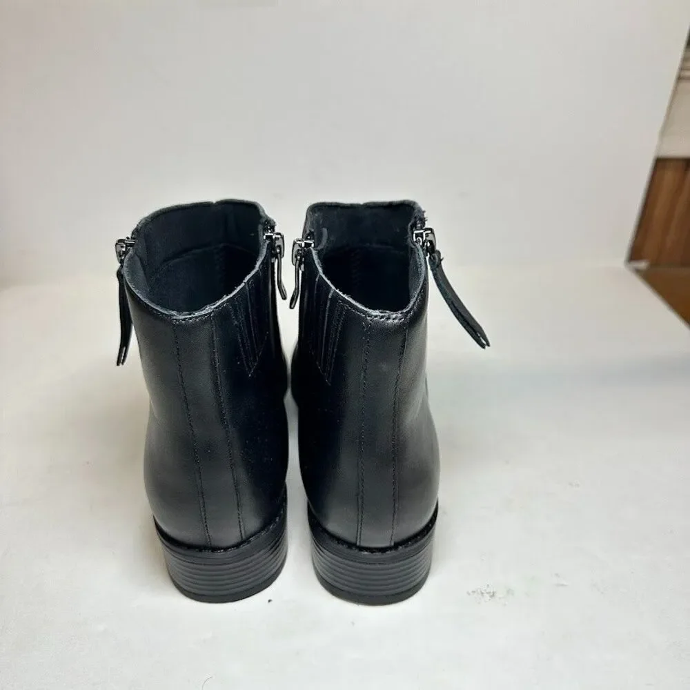 Easy Spirit Womens 10 M Black Lacy Leather Double Zipper Ankle Booties NIB OL7